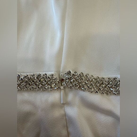 SATIN COCKTAIL DRESS W/ RHINESTONE ACCENTS - Picture 6 of 8